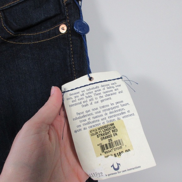 True Religion Lonestar Straight Leg Jeans Women 25 Blue Cotton Blend Denim 524 - Picture 3 of 12